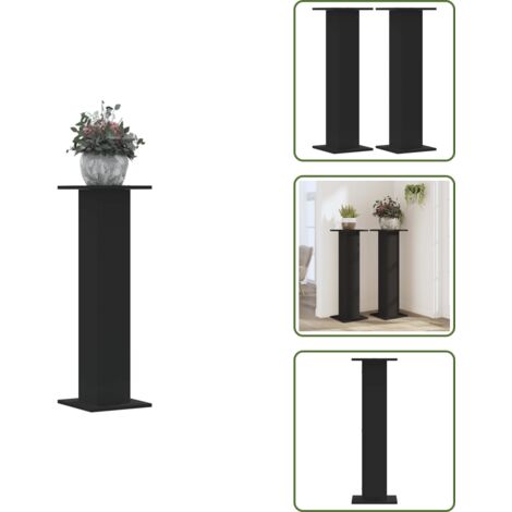 Soportes para macetas - vidaXL Soportes de plantas 2 uds madera ingeniería negro 30x30x95 cm - Soportes de ingeniería