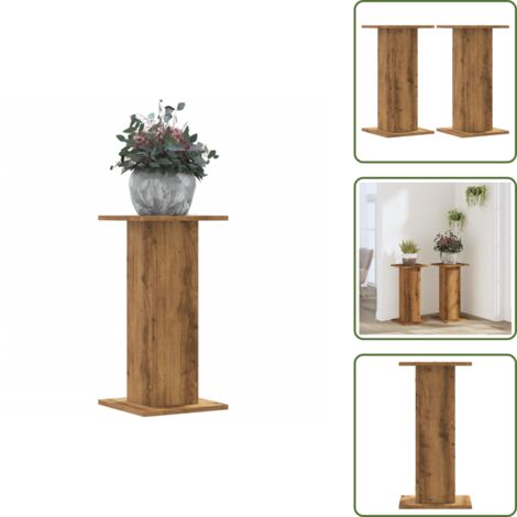 Soportes para macetas - vidaXL Soportes de plantas 2 uds madera roble artisian 30x30x60 cm - Soportes de madera artesanal