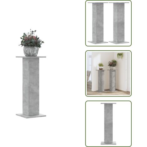 Soportes para macetas - vidaXL Soportes para plantas 2 uds madera gris hormigón 30x30x80 cm - Soportes para plantas en casa