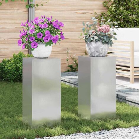 Soportes para plantas 2 pcs Plateado 24 x 24 x 55 cm