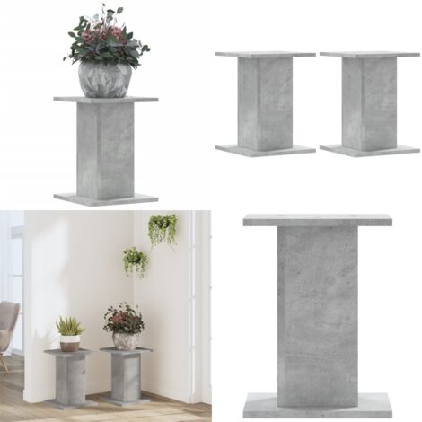 Soportes para plantas 2 uds madera gris hormigón 30x30x40 cm - Soportes decorativos - Soportes para macetas