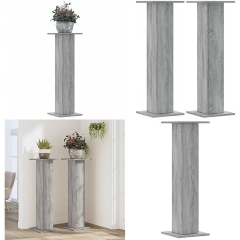 Soportes para plantas 2 uds madera gris Sonoma 30x30x95 cm - Soportes de madera - Soportes decorativos