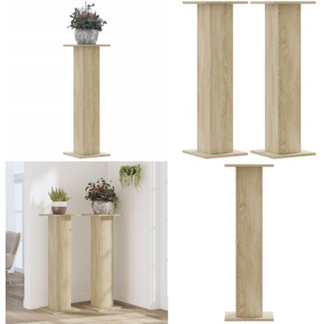 Soportes para plantas 2 uds madera roble Sonoma 30x30x95 cm - Soportes de madera - Soportes decorativos
