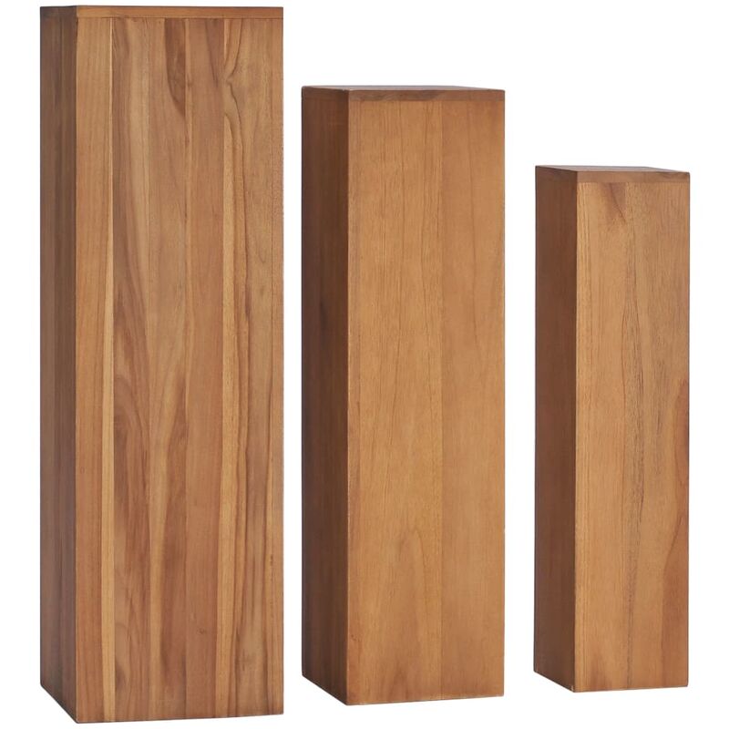 

Soportes para plantas 3 piezas madera maciza de teca - Marrón