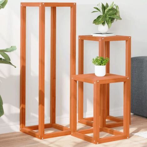 Soportes para plantas 3 piezas madera maciza pino marrón cera vidaXL