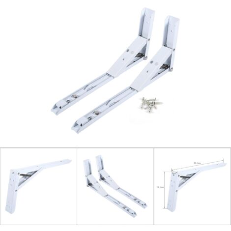 Soportes plegables con resorte, blancos, 2 piezas (30,5 x 12,7 cm), incluye 8 tornillos.