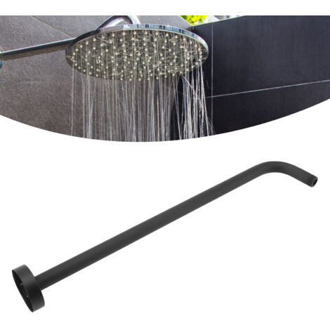 [Soportes y brazos de ducha] Brazo de ducha extensible de pared, negro, acero inoxidable, NPT 1/2, incluye tapa decorativa.