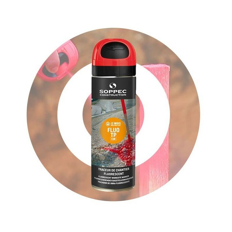 Fluorescent Red tp Temporary Marking Spray Paint Construction Survey - Soppec