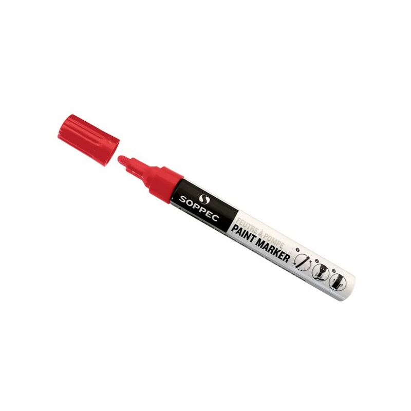 Soppec Red Permanent Acrylic Paint Marker Pens Wood Metal Plastic Iron Cardboard