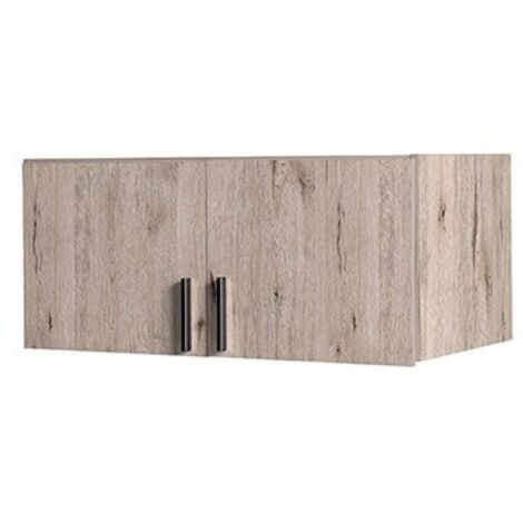 Sopralzo per armadio a due ante collezione FLEX, colore quercia wellington e grigio grafite.