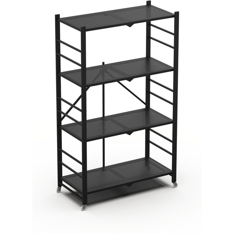 Étagère Soprana, Roulettes, 4 Tablettes, Charge 40 kg, 71x38x121h cm Noir