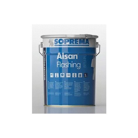 Soprema – Résine bitume-polyuréthane ALSAN FLASHING 15 kg – Application sans flamme – Compatible membranes bitumineuses – Pour relevés complexes