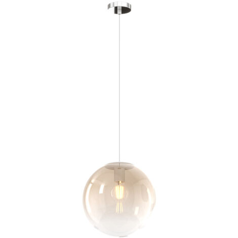 Sopsensione Moderna Big Eclipse Metallo Cromo Vetro Ambra 1 Luce E27 D25