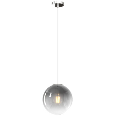 Sopsensione Moderna Big Eclipse Metallo Cromo Vetro Fumè 1 Luce E27 D20
