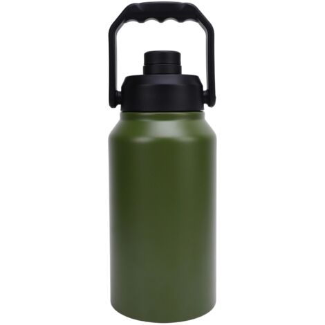 Sorandy Bouteille à Eau Isolée 3L, 316 Tasse Thermique Thermique de Voyage en Acier Inoxydable avec Couvercle et Poignée, Gardez Froid 48h Hot 24h, Fuite de la Bouche Large à Vide (Olive verte).