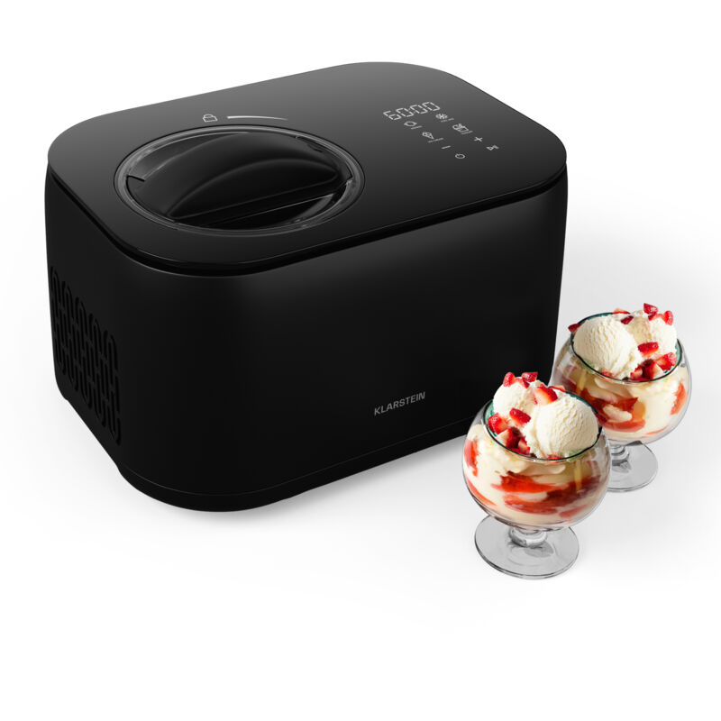 Klarstein - Sorbetière FrostFusion : 1L Sorbetière & Yaourtière, Compresseur Intégré, Écran led Tactile, Fonction Keep-Cool, Bol Inox Amovible,
