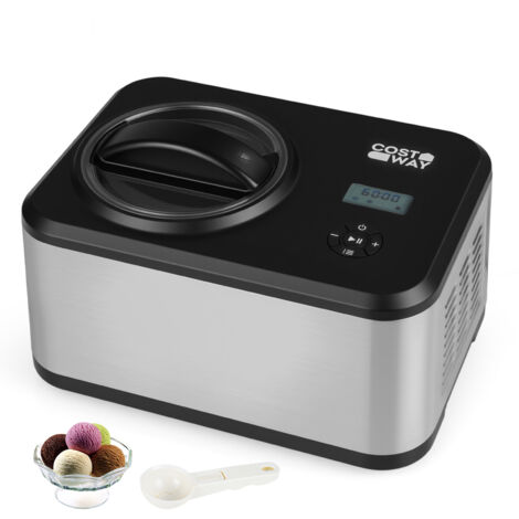 Sorbetière Turbine à Glace Professionnelle 1,5L Machine à Glace avec Écran LCD, 120W, Minuterie, Compresseur Intégré, Maintien du Froid, 3 Modes