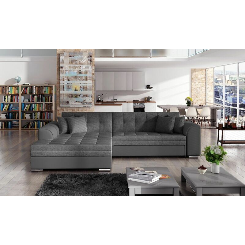 Sorento Left Hand Facing Corner Sofa Bed - Medium Grey & Grey