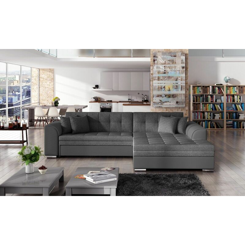 Romano - Sorento Right Hand Facing Corner Sofa Bed - Medium Grey & Grey