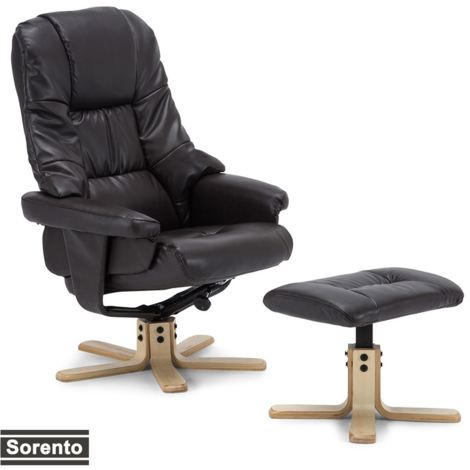 main image of "SORENTO REAL LEATHER SWIVEL RECLINER CHAIR w FOOT STOOL - diffrent colors available"