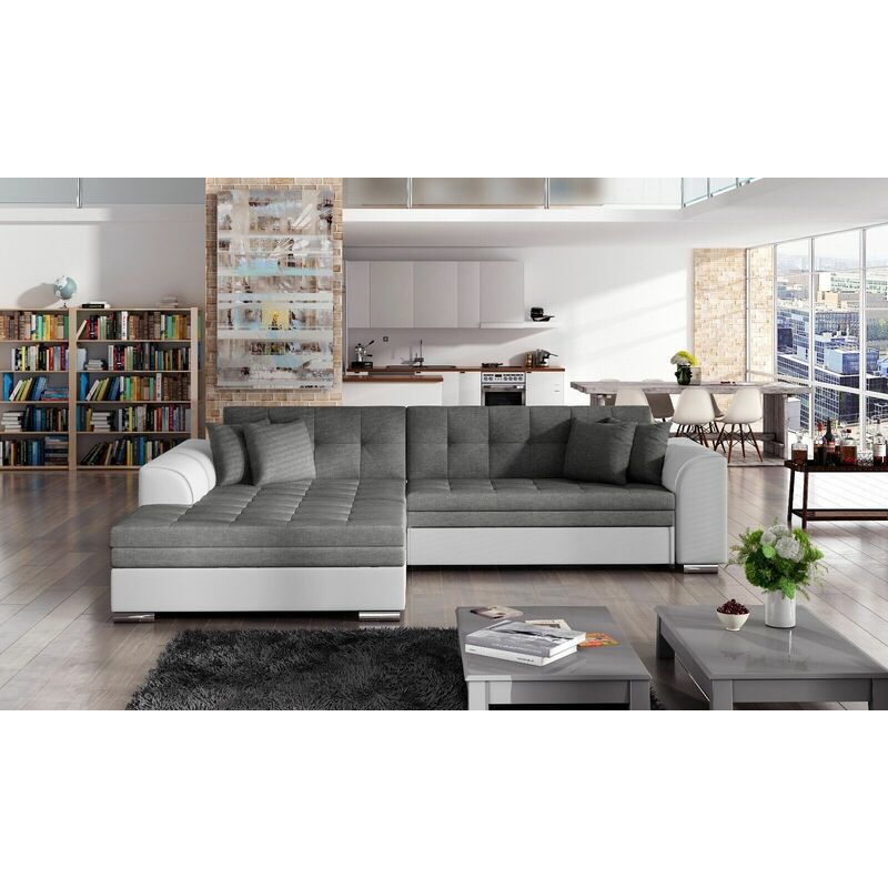 Sorento Left Hand Facing Corner Sofa Bed - Grey & White