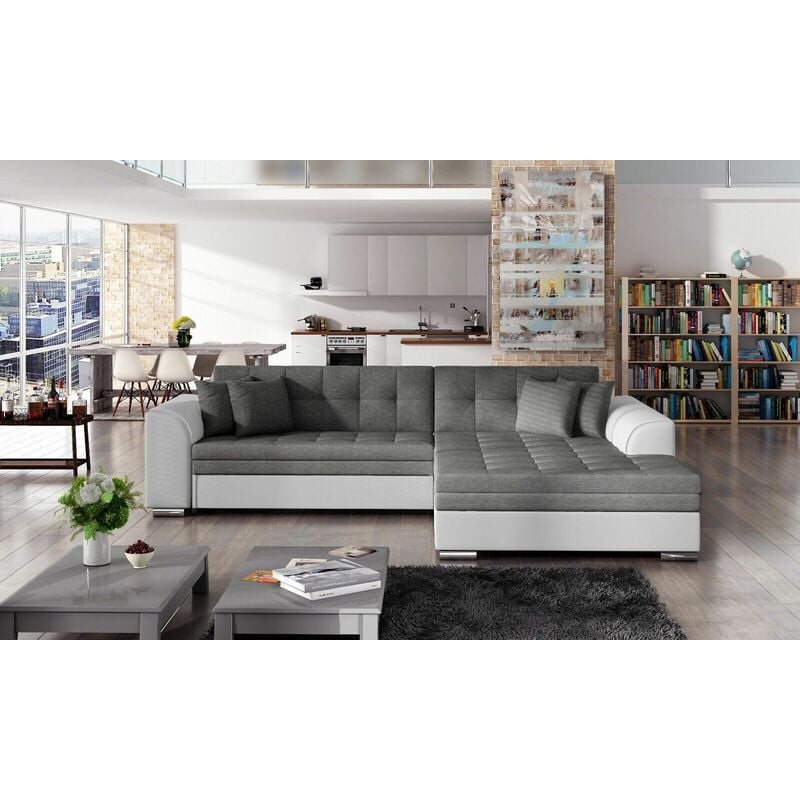 Romano - Sorento Right Hand Facing Corner Sofa Bed - Grey & White