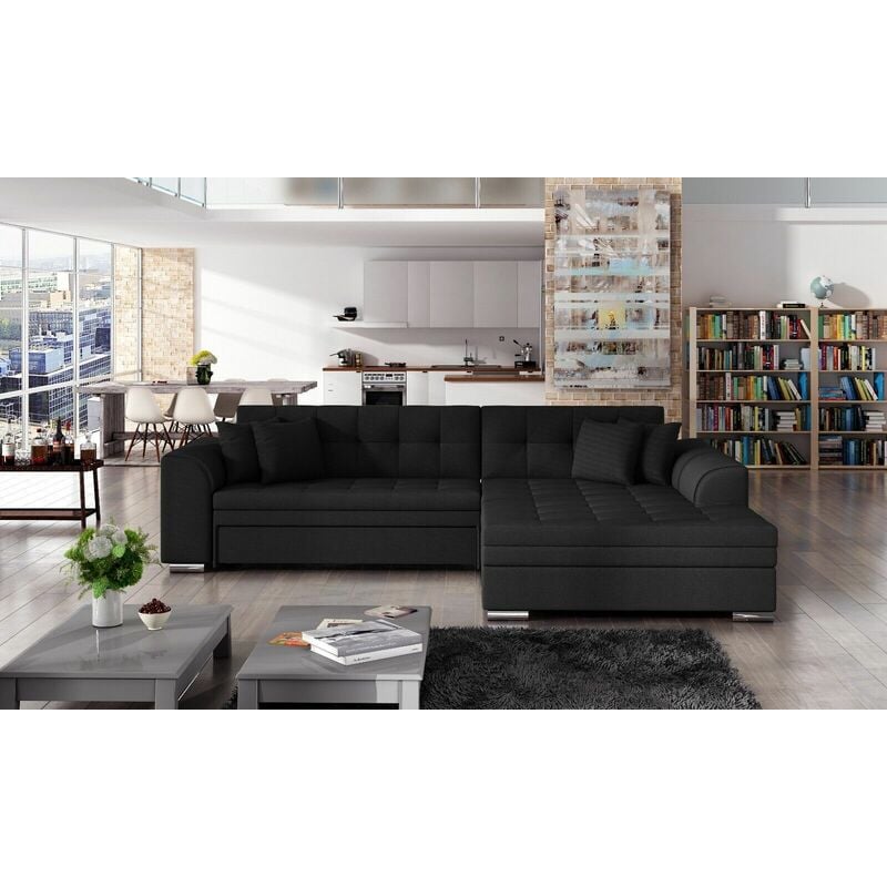 Sorento Right Hand Facing Corner Sofa Bed - Black