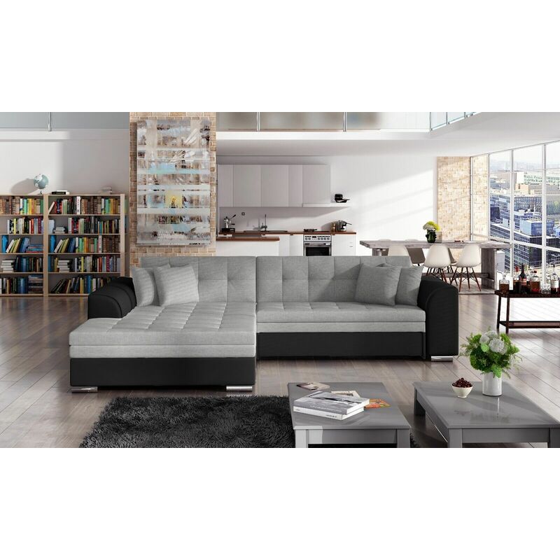 Sorento Left Hand Facing Corner Sofa Bed - Grey & Black