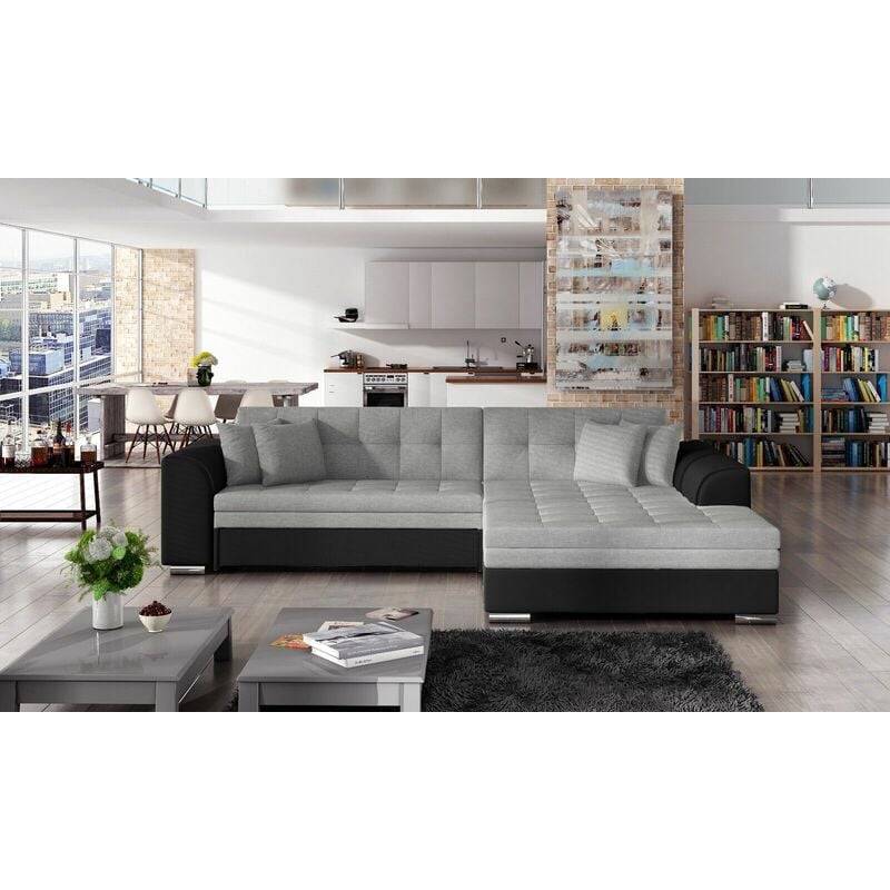 Sorento Right Hand Facing Corner Sofa Bed - Grey & Black