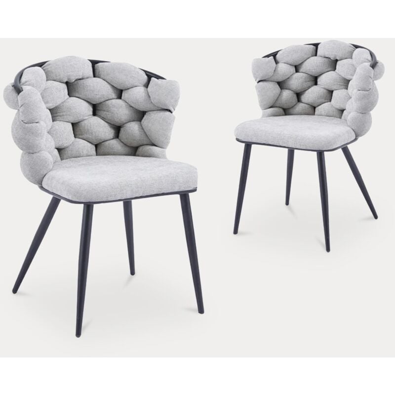 Mobilier Deco - soria - Lot de 2 chaises en tissu gris pieds en métal noir