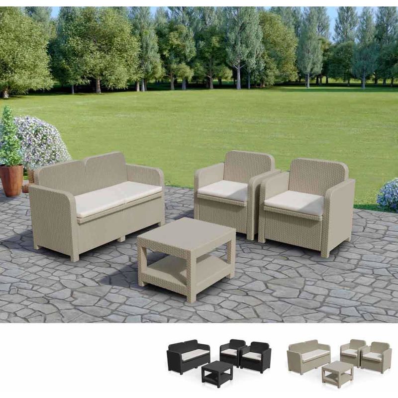 Sorrento Garden Lounge Set Outdoor Rattan With Table By Grand