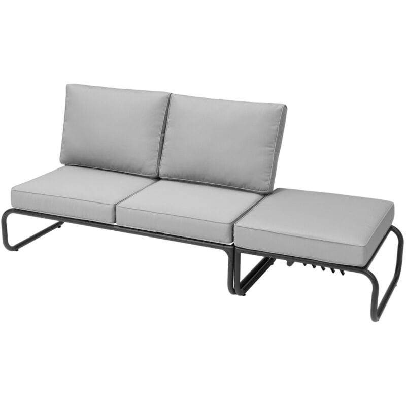 Concept-usine - sorrento - salon de jardin canapé modulable 2-3 places gris en aluminium