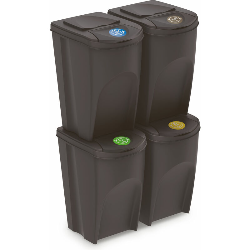 Spetebo - Sortibox xl - Kit de 4 poubelles de 35 litres anthracite