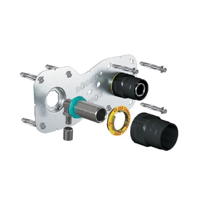Robifix - Kit plaque + pour tube per ou pb - Entraxe 150mm - raccord coudé à glissement - ø sortie M3/4' - tube ø 16mm
