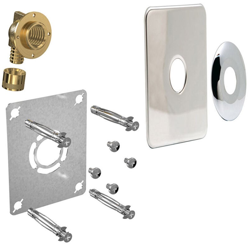 Sortie de cloison ROBIFIX WC ou Lave-Main + Plaque de finition - PER Ø12-Mâle 3/8" (12/17) à Glissement