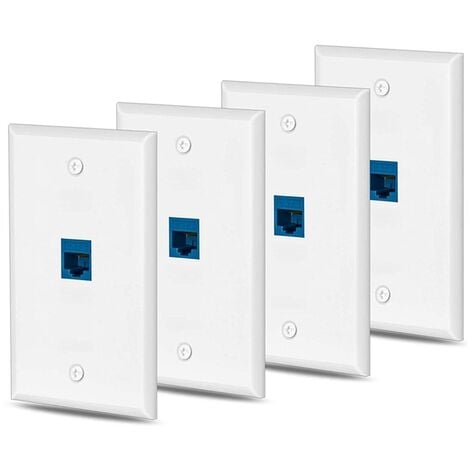 Sortie de plaque murale Ethernet, 4x Cat6, 1 Port RJ45, réseau femelle à femelle, clé de vote, Jack, blanc et bleu,TRANSPARENT