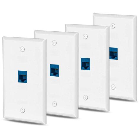 Sortie de plaque murale Ethernet, 4X Cat6, 1 Port RJ45, réseau femelle à femelle, clé de vote, Jack, blanc et bleu,white blue