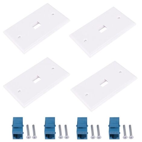 Sortie de plaque murale Ethernet, 4X Cat6, 1 Port RJ45, réseau femelle à femelle, clé de vote, Jack, blanc et bleu,white blue