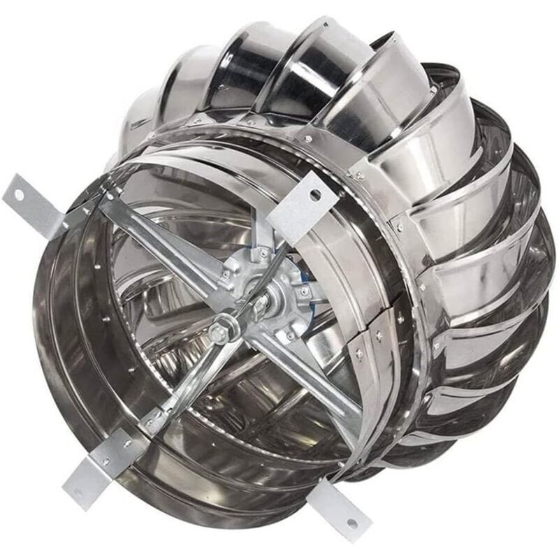 Sortie de toit, Extracteur de fumées rotatif éolien en inox base ronde, chapeau de cheminée, toutes dimensions, ø 200 mm