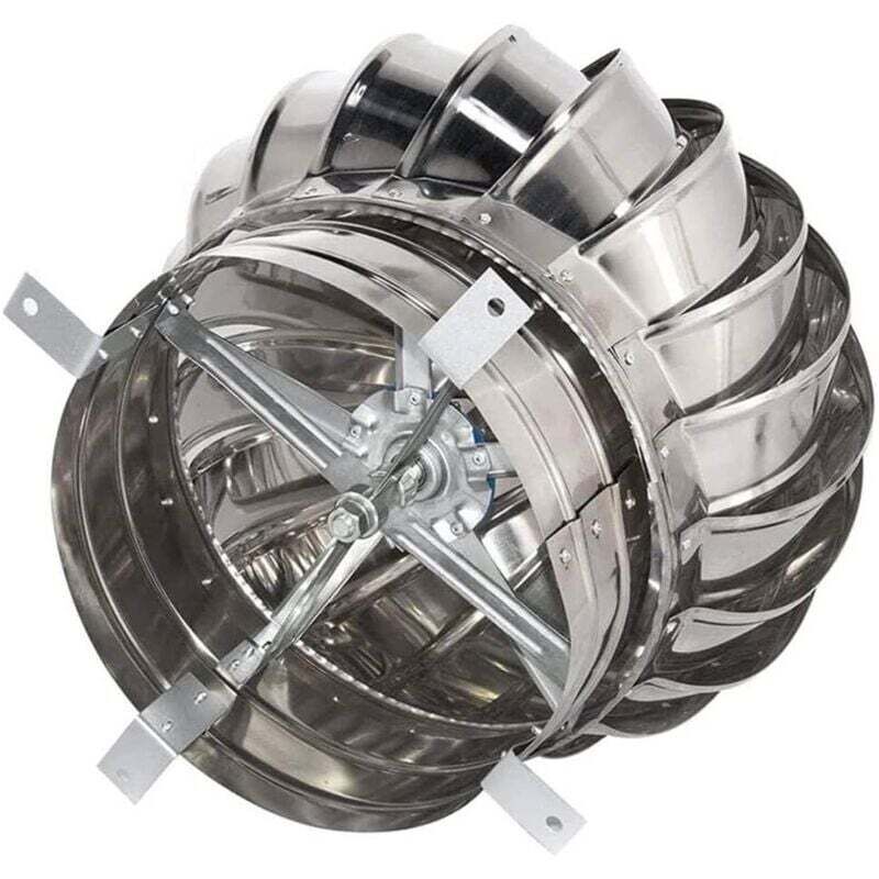 Sortie de toit, Extracteur de fumées rotatif éolien en inox base ronde, chapeau de cheminée, toutes dimensions, Ø 200 mm