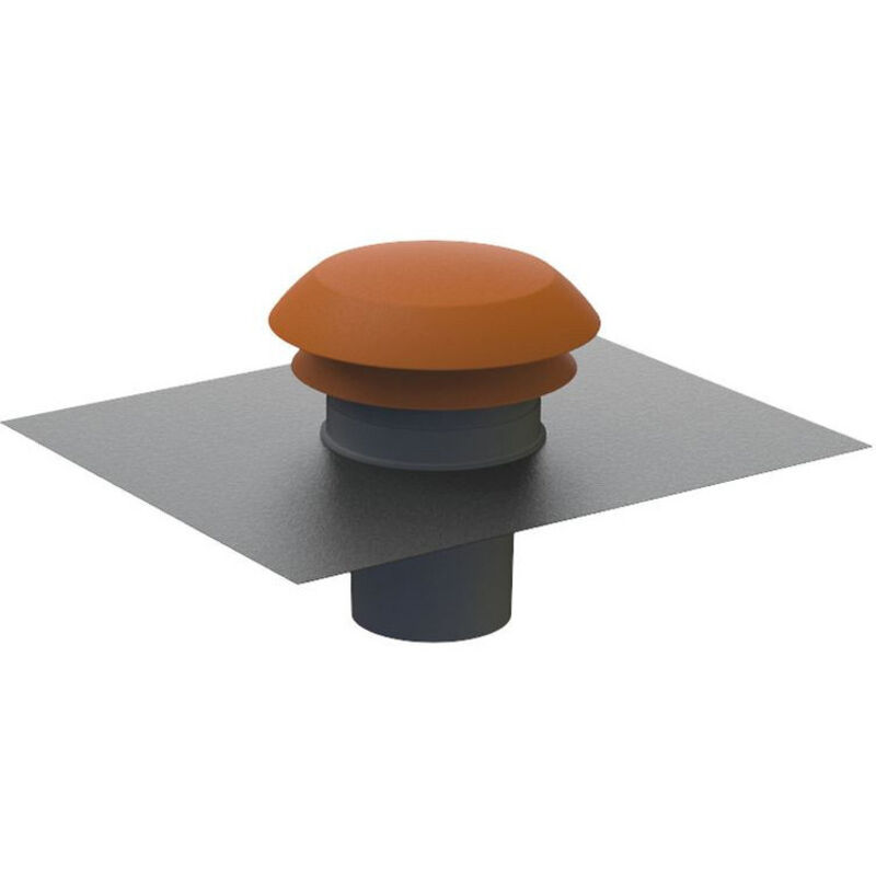 Chapeau toiture 125mm en plastique et feuille de plomb - rejet d'air sortie toiture rouge - accessoire pour vmc pavillon