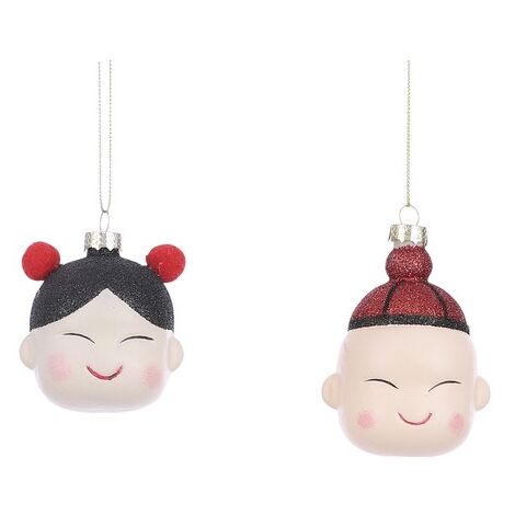 Sortierte Christbaumkugel Junge Mädchen h9 cm 1 Stk