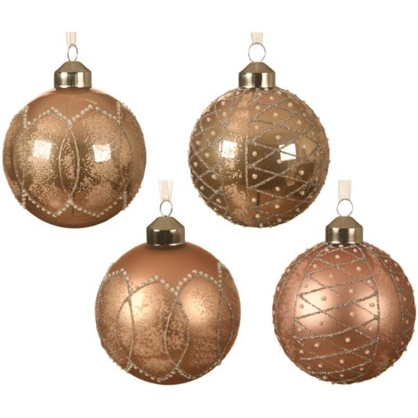 Sortierte Weihnachtskugel aus braunem Glas Ø8 cm