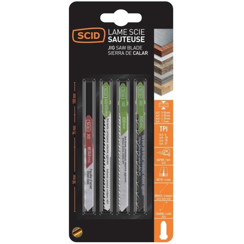 Sortiment 4 Sägeblätter für Tauchsäge, T-Haken, 4 Stück