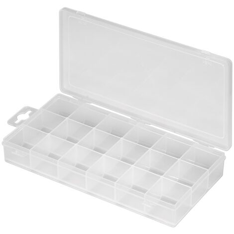Sortimentskasten mit 18 Fächern, Fächerbox mit 18 fest eingeteilten Fächern.