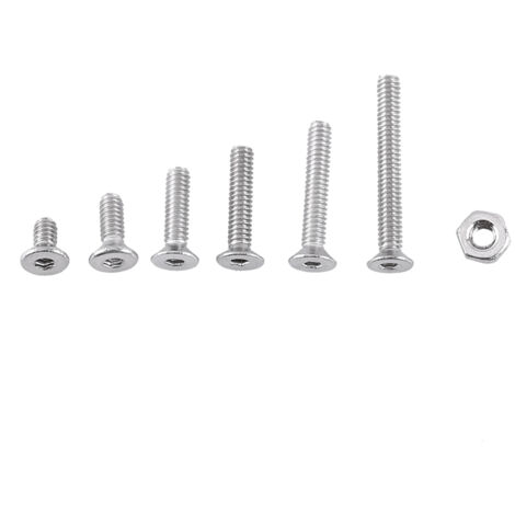 Sortimentsset [Kit-Sortiment] M2-Schrauben, Innensechskant-Flachkopfschrauben mit Innensechskantmuttern, A2-Edelstahl, 250-teiliges Set, sechs gängige Größen, für Heimwerkerreparaturen