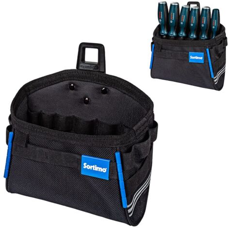 Sortimo - Borsa porta attrezzi L 16, Nero, Poliestere Acrilonitrile butadiene stirene, 15 passanti elastici, 25 x 2 x 8 cm