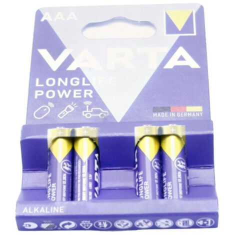 SOS Accessoire Lot de 4 piles alcaline AAA LR03 pour Accessoires et entretien VARTA 4903121414