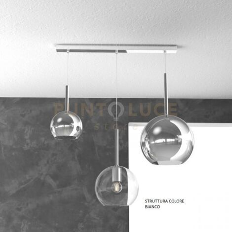 SOSP. BIANCO RETTANGOLARE 3 LUCI VETRI (GRANDE CR + MEDIO TR + PICCOLO CR) 1155BI-S3 RMIX-TC