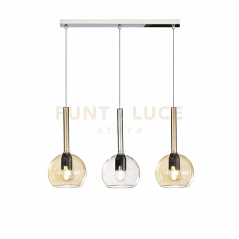 SOSP. BIANCO RETTANGOLARE 3 LUCI VETRI TUTTI PICCOLO (1X TRASPARENTE + 2X AMBRA) 1155BI-S3 RP-TA